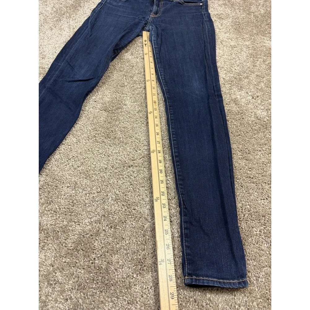 7 For‎ All Mankind Dark Wash Stretch Mid Rise The Skinny Denim Jeans sz 28 - Picture 9 of 11
